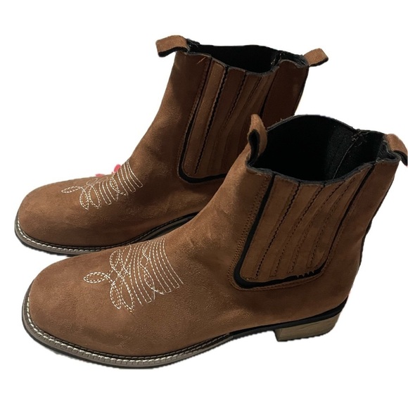 None Other - Mens Brown Western Ankle Boots NWOT